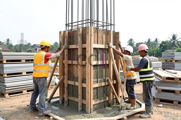 Ilustrasi pemasangan bekisting kolom beton