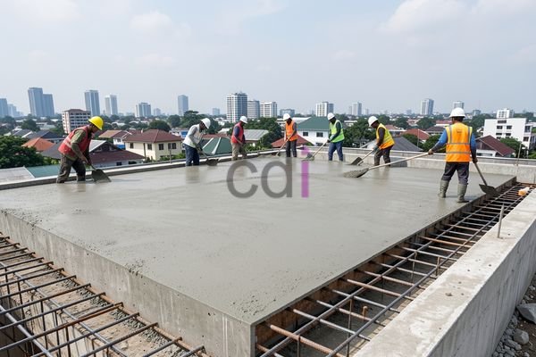 Ilustrasi proses pengecoran dak beton