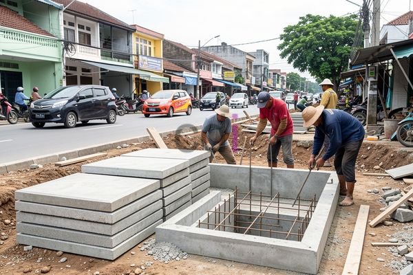 Proses Pengecoran Tutup Got Beton
