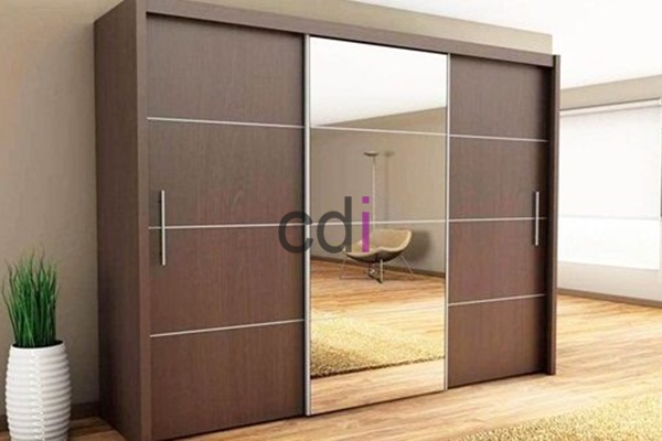 Contoh lemari sliding 2 pintu dengan finishing modern